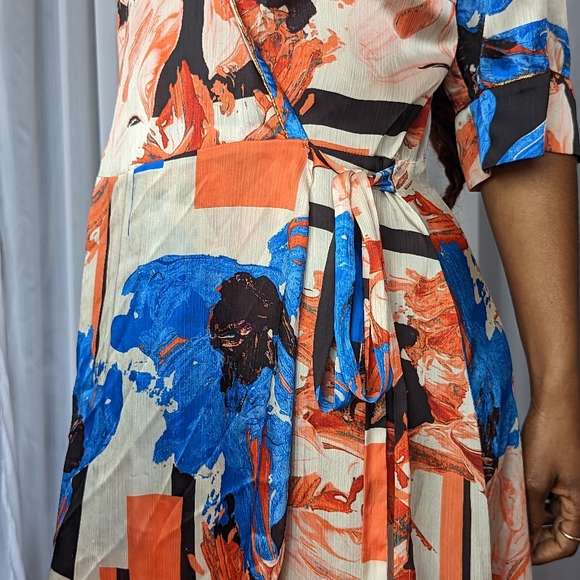 Graphical Midi Wrap Dress - Opificio Modenese | Size Small - Picture 5 of 8